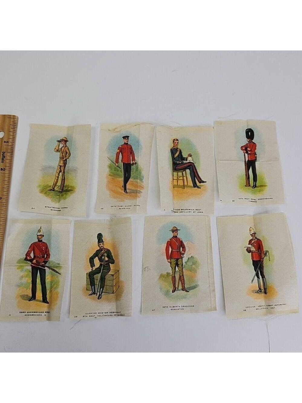 Tobacco Silk Lot Of 8 Canadian Militia Army Military Soldiers